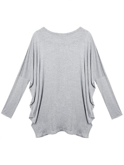 Casual Loose Ultra-wide Long Bat Sleeve Knitted T-shirt