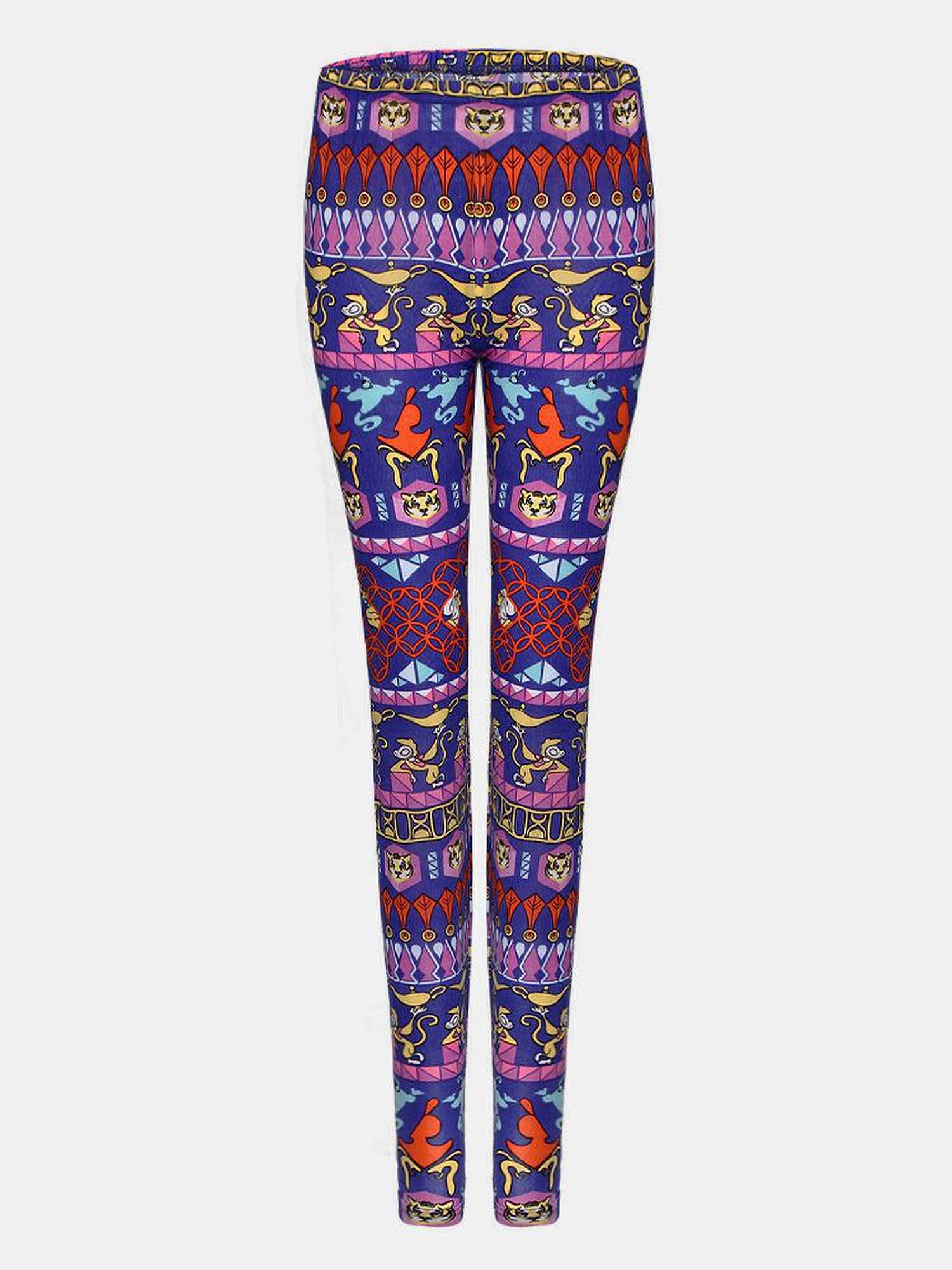 Ethnic Print Bodycon Base Long Sport Casual Leggings for Women