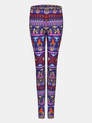 Ethnic Print Bodycon Base Long Sport Casual Leggings for Women