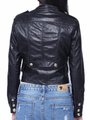 Fashion PU Leather Metal Double Breasted Zipper Jacket Coat